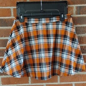Cupshe Wool Blend Orange Plaid A line Mini Skort Size M